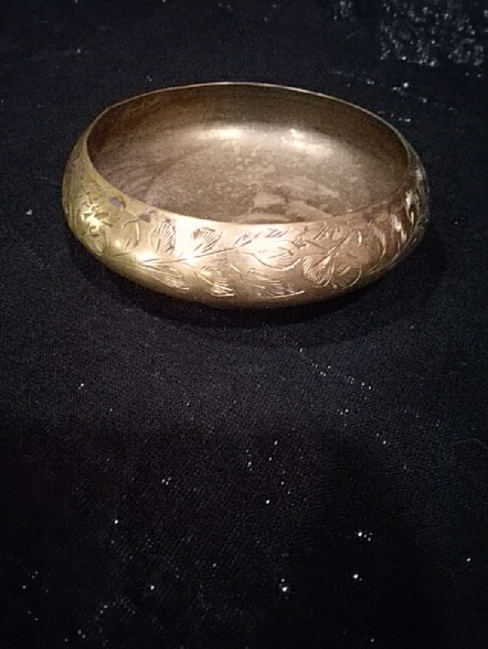 Engraved Brass Floral Accent Bowl